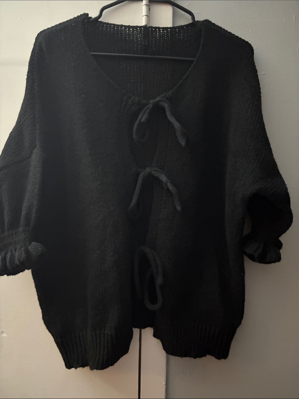 Black Tie-Front Women’s Sweater